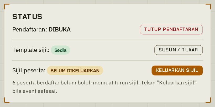 Status event: sijil belum dikeluarkan