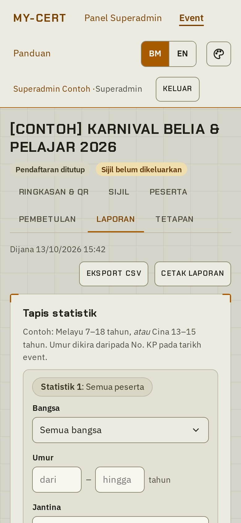 Laporan di telefon